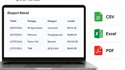 Eksport rekod dalam format CSV, Excel dan PDF